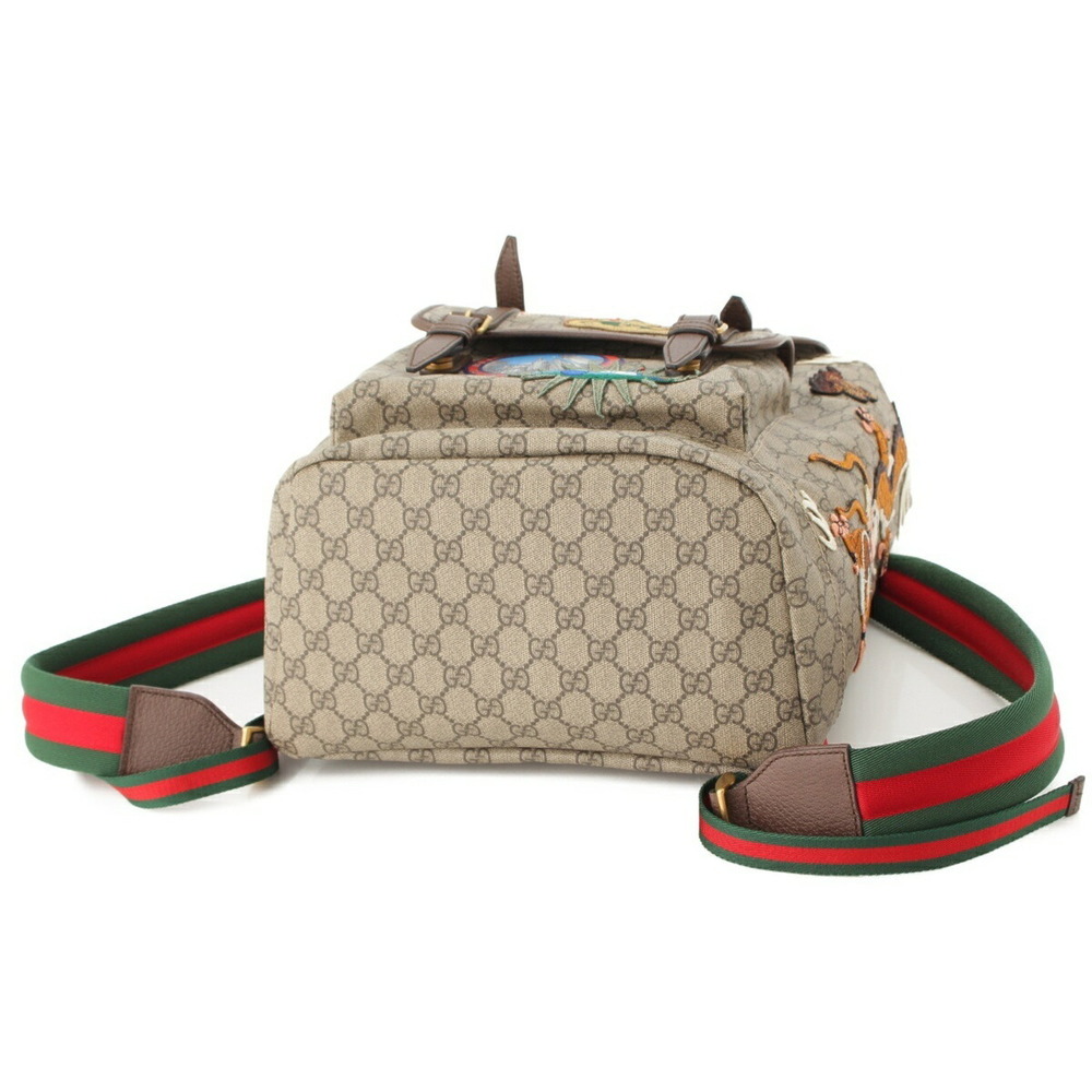 Gucci Supreme Appliqu Backpack GG Courier Beige Soft Patch Tan - Picture 5 of 9